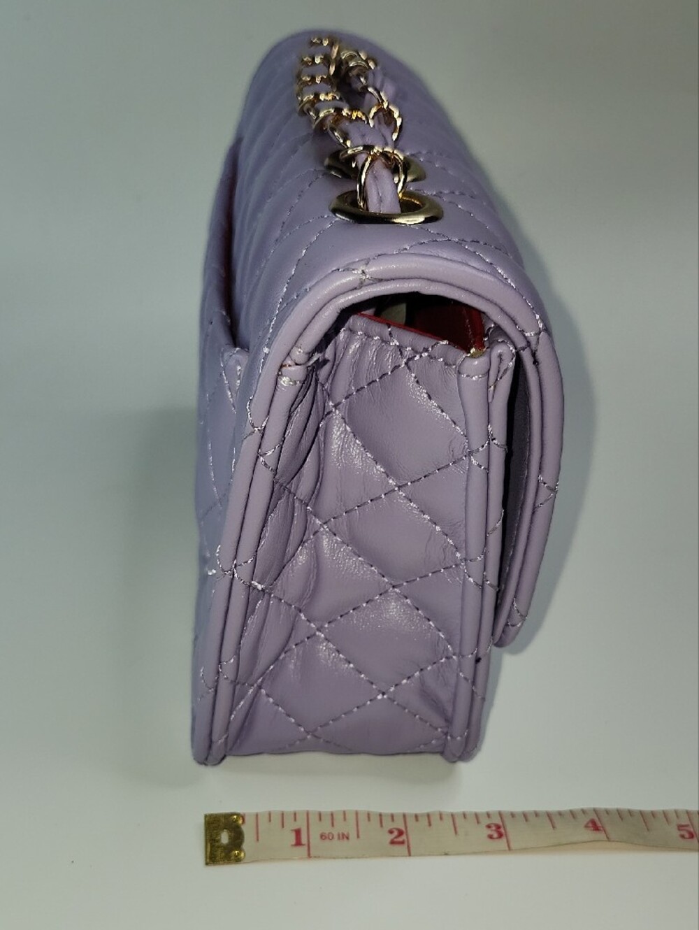 Flap Bag Lavender Quilted Mini with Gold Chain - Picture 6 of 7